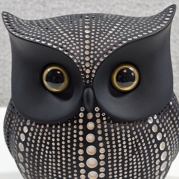Owl Debossed Resin Figurine‎ Decoration Minimalist Modern Polka Dot Black White - Picture 6 of 11